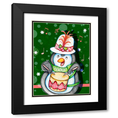 Penguin Drum Black Modern Wood Framed Art Print with Double Matting by Wade, Valarie