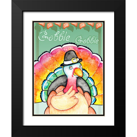 Gobble Gobble Black Modern Wood Framed Art Print with Double Matting by Wade, Valarie