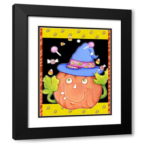 Juggling Pumpkin Black Modern Wood Framed Art Print with Double Matting by Wade, Valarie