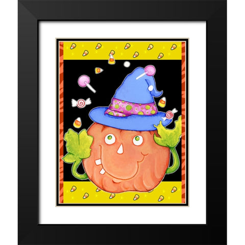 Juggling Pumpkin Black Modern Wood Framed Art Print with Double Matting by Wade, Valarie