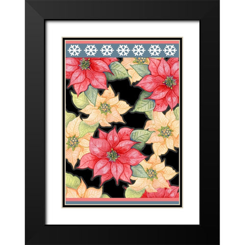 Poinsettias Black Modern Wood Framed Art Print with Double Matting by Wade, Valarie