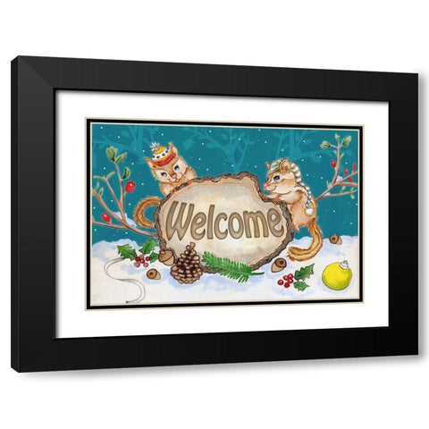 Woodland Welcome Black Modern Wood Framed Art Print with Double Matting by Wade, Valarie