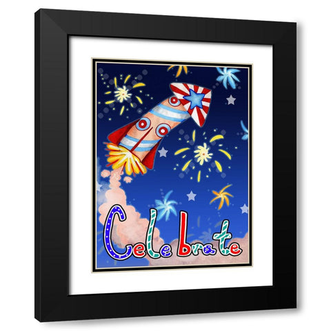 Rocket Celebration Black Modern Wood Framed Art Print with Double Matting by Wade, Valarie