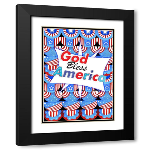 God Bless America Black Modern Wood Framed Art Print with Double Matting by Wade, Valarie