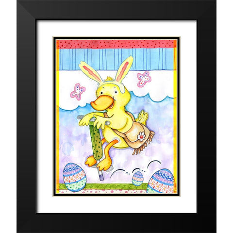 Bunny Hop Black Modern Wood Framed Art Print with Double Matting by Wade, Valarie