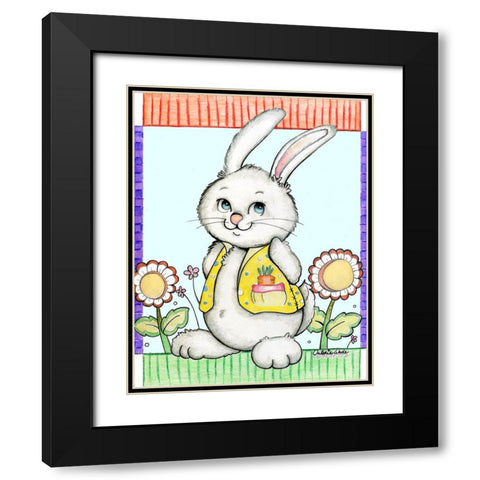 Bunny in Yellow Black Modern Wood Framed Art Print with Double Matting by Wade, Valarie
