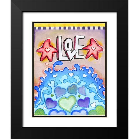 Ocean of Hearts Black Modern Wood Framed Art Print with Double Matting by Wade, Valarie