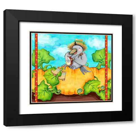 Farmer Crow Pumpkin Patch Black Modern Wood Framed Art Print with Double Matting by Wade, Valarie