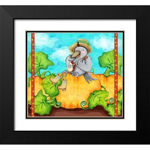 Farmer Crow Pumpkin Patch Black Modern Wood Framed Art Print with Double Matting by Wade, Valarie