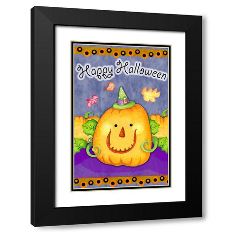 Happy Pumpkin Black Modern Wood Framed Art Print with Double Matting by Wade, Valarie
