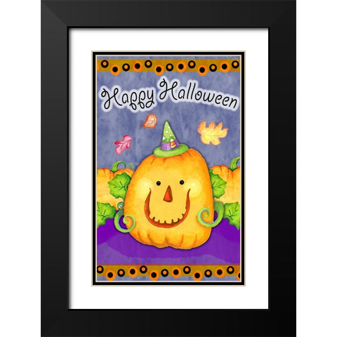 Happy Pumpkin Black Modern Wood Framed Art Print with Double Matting by Wade, Valarie