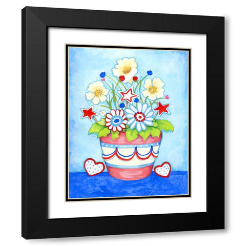 Red Flower Pot Black Modern Wood Framed Art Print with Double Matting by Wade, Valarie