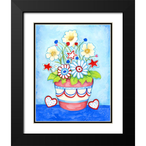 Red Flower Pot Black Modern Wood Framed Art Print with Double Matting by Wade, Valarie