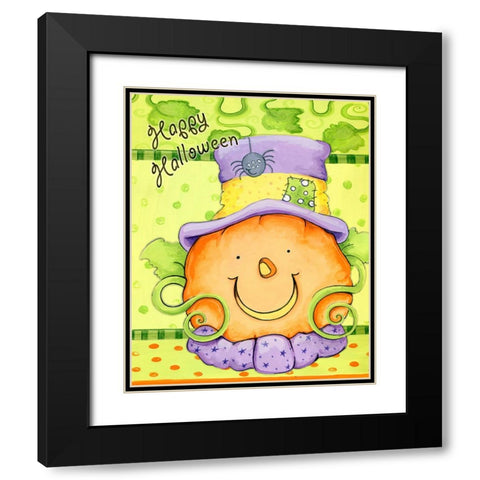 Pumpkin Friend Black Modern Wood Framed Art Print with Double Matting by Wade, Valarie