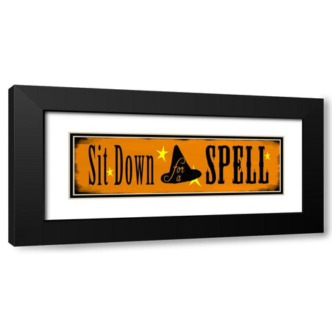 Sit Down For A Spell Black Modern Wood Framed Art Print with Double Matting by Wade, Valarie