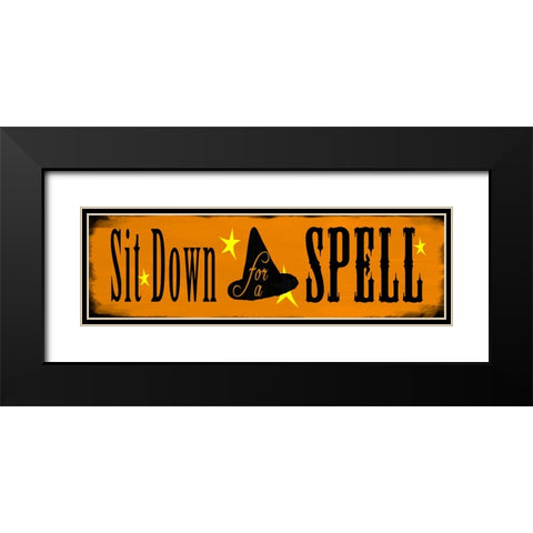 Sit Down For A Spell Black Modern Wood Framed Art Print with Double Matting by Wade, Valarie