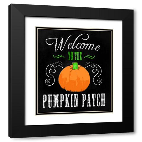 Welcome Pumpkin Patch Black Modern Wood Framed Art Print with Double Matting by Wade, Valarie