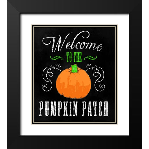 Welcome Pumpkin Patch Black Modern Wood Framed Art Print with Double Matting by Wade, Valarie