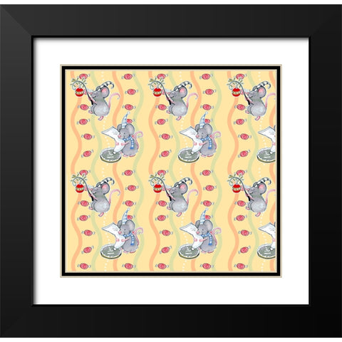 Christmas Mice Black Modern Wood Framed Art Print with Double Matting by Wade, Valarie