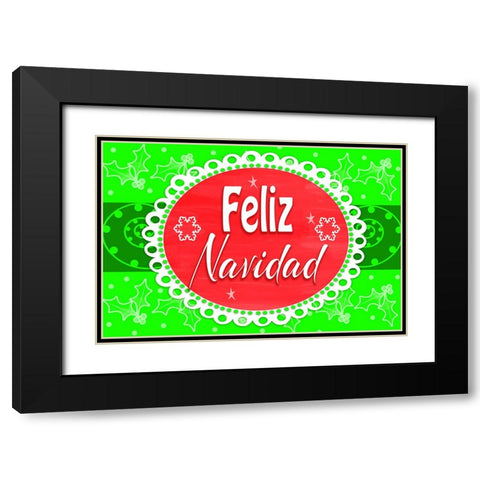 Feliz Navidad Black Modern Wood Framed Art Print with Double Matting by Wade, Valarie