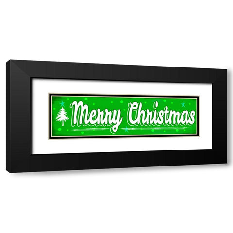 Merry Christmas Sign Black Modern Wood Framed Art Print with Double Matting by Wade, Valarie