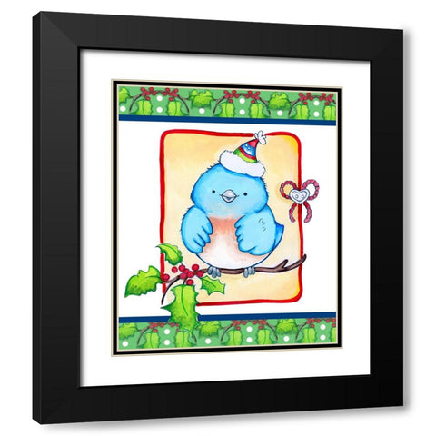Little Jolly Birdie Black Modern Wood Framed Art Print with Double Matting by Wade, Valarie