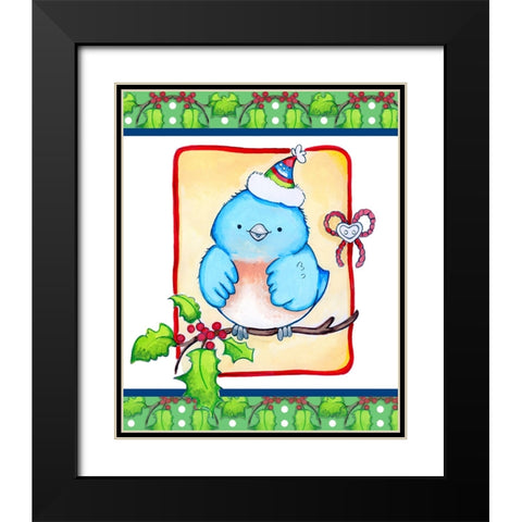 Little Jolly Birdie Black Modern Wood Framed Art Print with Double Matting by Wade, Valarie