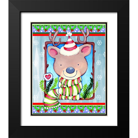 Reindeer Wood Black Modern Wood Framed Art Print with Double Matting by Wade, Valarie