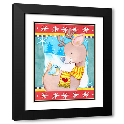 Deer Friends Black Modern Wood Framed Art Print with Double Matting by Wade, Valarie