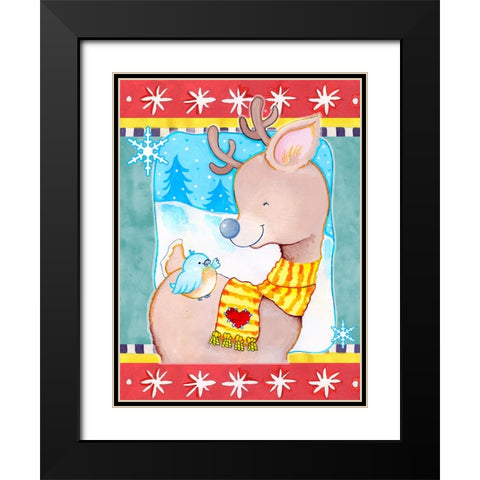 Deer Friends Black Modern Wood Framed Art Print with Double Matting by Wade, Valarie