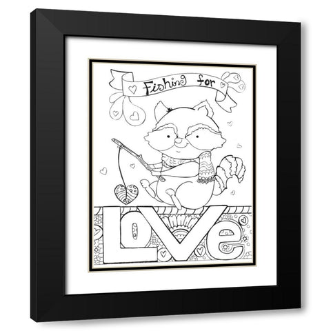 Fishing For Love Black Modern Wood Framed Art Print with Double Matting by Wade, Valarie