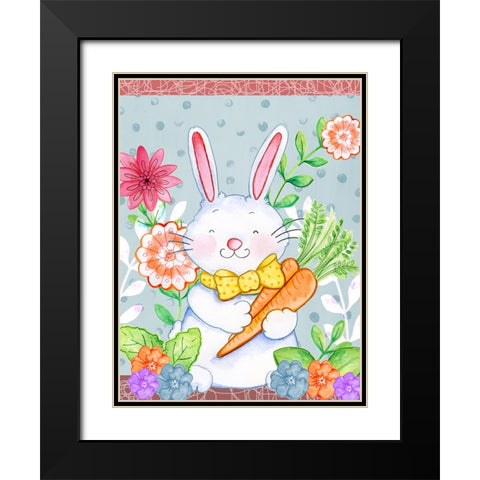 Carrots And Bunny Black Modern Wood Framed Art Print with Double Matting by Wade, Valarie