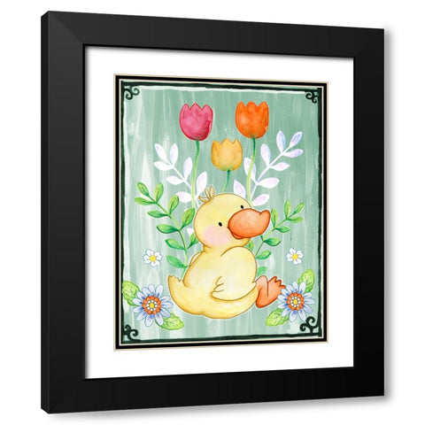 Duckie Black Modern Wood Framed Art Print with Double Matting by Wade, Valarie
