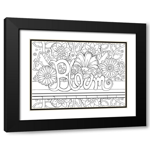 Bloom Line Art Black Modern Wood Framed Art Print with Double Matting by Wade, Valarie