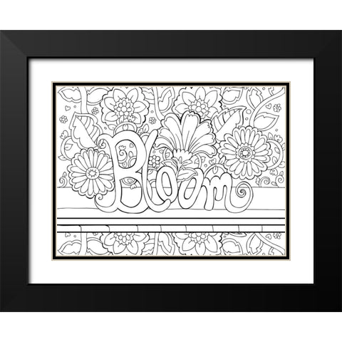 Bloom Line Art Black Modern Wood Framed Art Print with Double Matting by Wade, Valarie