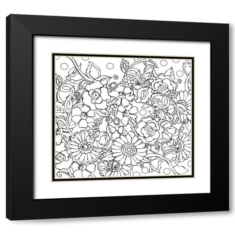 Floral Confusion Black Modern Wood Framed Art Print with Double Matting by Wade, Valarie
