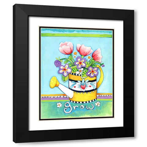 Watering Can Black Modern Wood Framed Art Print with Double Matting by Wade, Valarie
