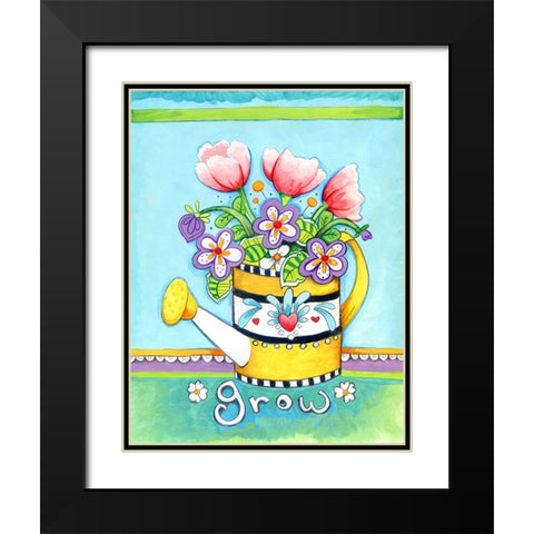 Watering Can Black Modern Wood Framed Art Print with Double Matting by Wade, Valarie