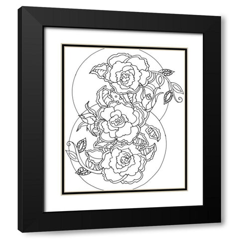 Roses Black Modern Wood Framed Art Print with Double Matting by Wade, Valarie