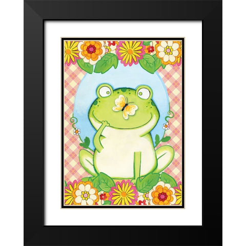 Butterfly Frog Black Modern Wood Framed Art Print with Double Matting by Wade, Valarie