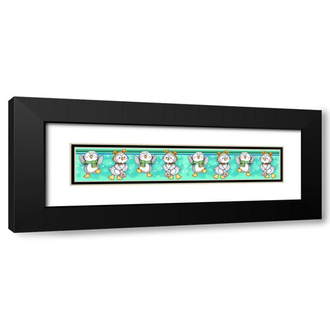 Penguin Border Black Modern Wood Framed Art Print with Double Matting by Wade, Valarie