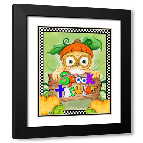 Spooktacular Owl Black Modern Wood Framed Art Print with Double Matting by Wade, Valarie