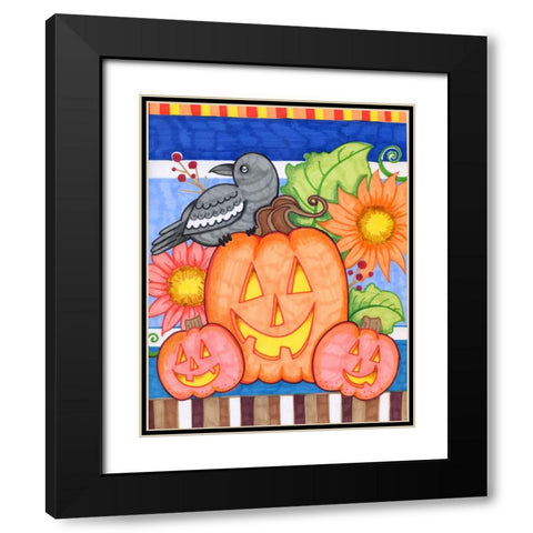 Crows Pumpkin Patch Black Modern Wood Framed Art Print with Double Matting by Wade, Valarie