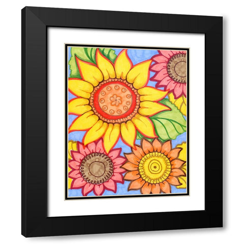 Sunflower Zen Black Modern Wood Framed Art Print with Double Matting by Wade, Valarie