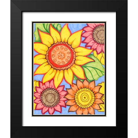 Sunflower Zen Black Modern Wood Framed Art Print with Double Matting by Wade, Valarie
