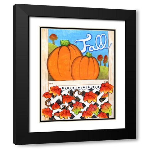 Fall Pumpkins Black Modern Wood Framed Art Print with Double Matting by Wade, Valarie