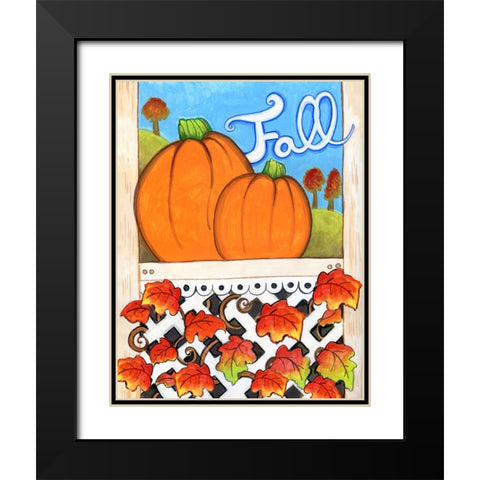 Fall Pumpkins Black Modern Wood Framed Art Print with Double Matting by Wade, Valarie
