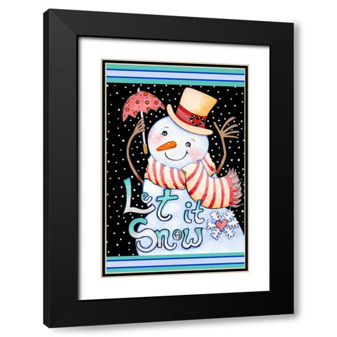 Snow Umbrella Black Modern Wood Framed Art Print with Double Matting by Wade, Valarie