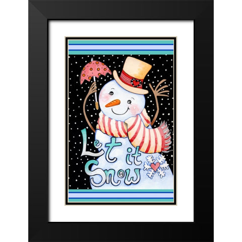 Snow Umbrella Black Modern Wood Framed Art Print with Double Matting by Wade, Valarie