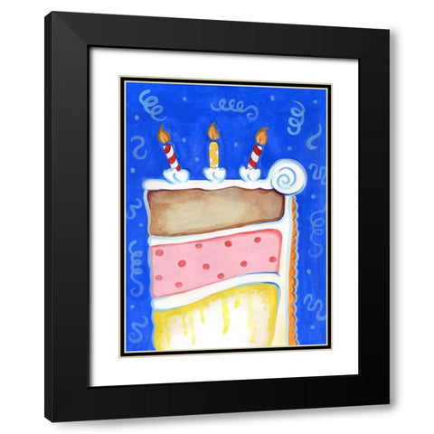 Birthday Cake Blue Black Modern Wood Framed Art Print with Double Matting by Wade, Valarie